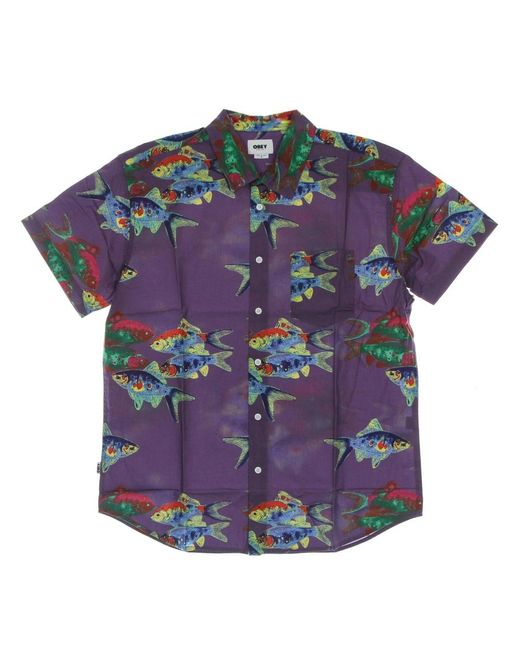 Short Sleeve Shirts Obey de hombre de color Purple
