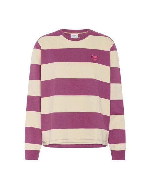 Saint Tropez Pink Blockstreifen Sweatshirt Rot Violett