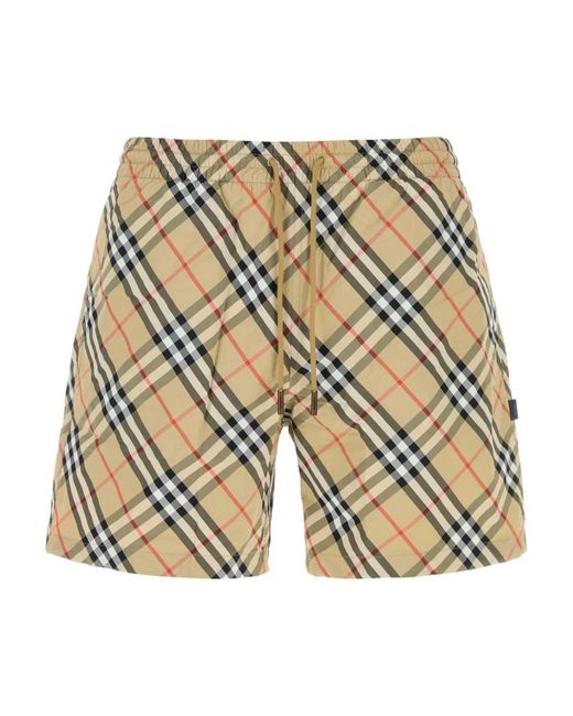 Burberry Badmode ,Nylon Printed Nylon Check Zwemshorts in het Natural voor heren
