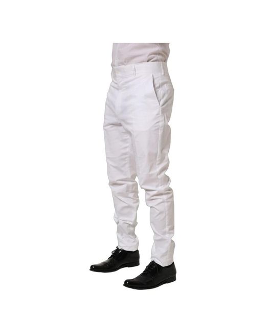 Dolce & Gabbana White Slim-Fit Trousers for men