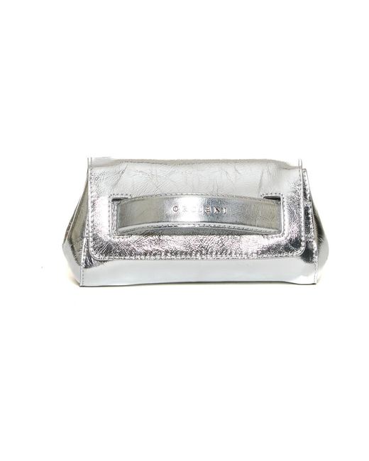 Orciani White Metallische lederhandtasche eleganz
