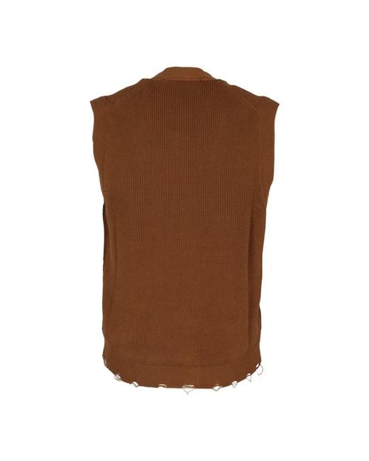 Amaranto Brown Sleeveless Jumpers for men