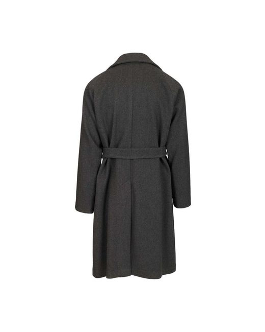 Tagliatore Black Belted Coats for men