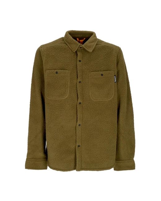 Timberland Jassen ,Groen ,Polyester Gewatteerd Fleece Overshirt Donker Olijf in het Green voor heren