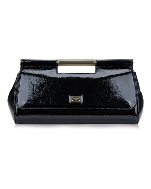 Dolce & Gabbana Black Handtasche Aus Tiermuster-Leder Mit Magnetverschluss