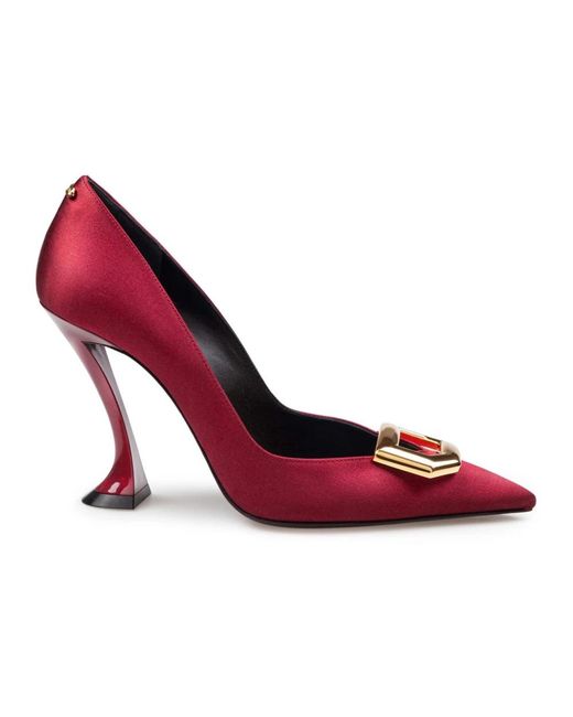 Lanvin Satin Buckle Pumps in het Red