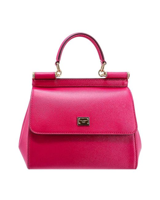 Dolce & Gabbana Pink Rosa lederhandtasche mit klappenverschluss,kleine sicily tasche
