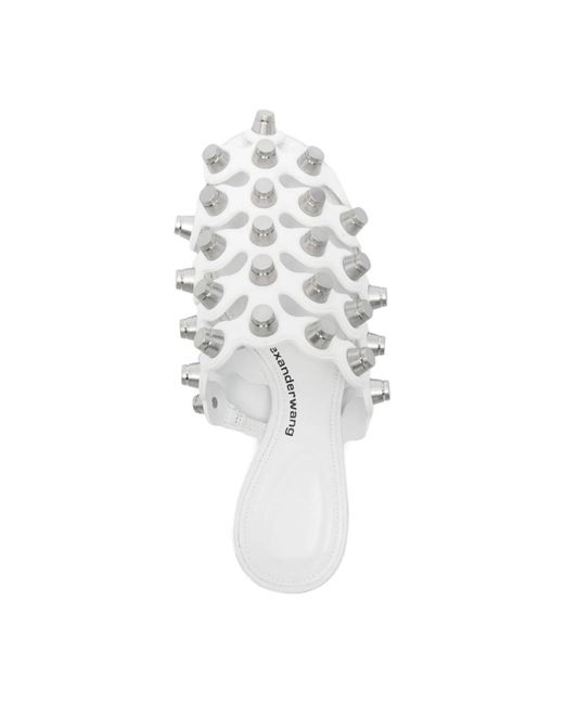 Alexander Wang White Weiße Flache Ledersandalen Mit Nieten