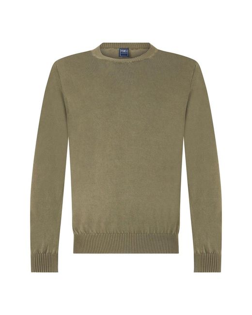 Fedeli Green Round-Neck Knitwear for men