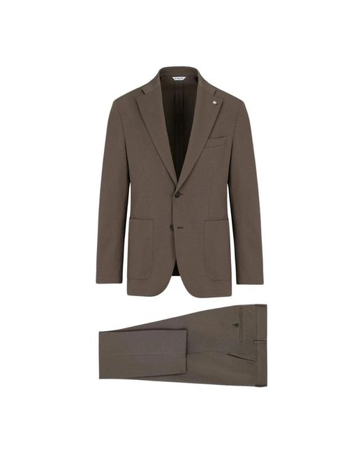 Manuel Ritz Brown Single Breasted Suits for men