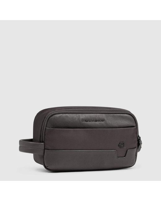 Piquadro Kulturtasche Aus Stoff Und Leder Mit Zwei Fächern in Black für Herren