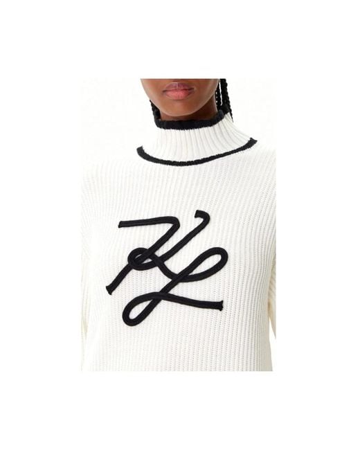 Karl Lagerfeld White Turtleneck Autograph Pullover
