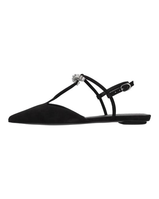Stuart Weitzman Black Tully Crystal T-Strap