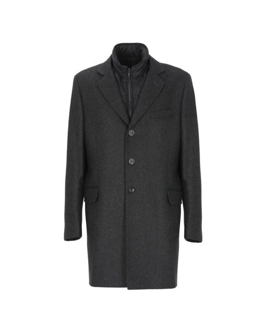 Fay Black Single-Breasted Coats for men