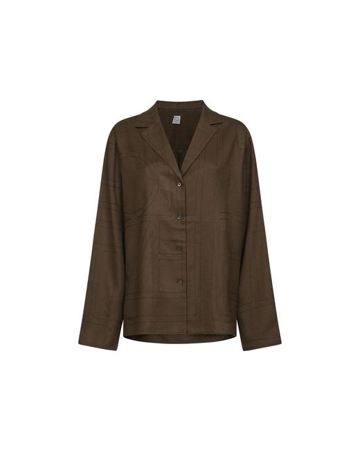 Totême  Overhemden ,Bruin ,Monogram Flannel Pj Top in het Green