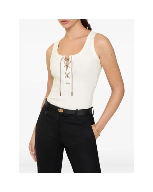 Burberry White Adjustable-Drawcord Tank Top
