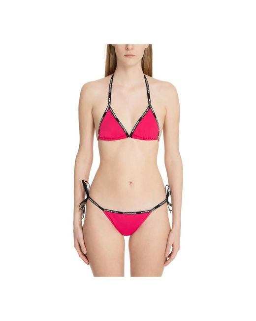 Bikini logo con cierre de cordones Balmain de color Red