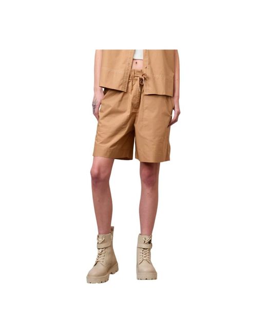 Blauer Brown Shorts mit geradem bein und elastischem bund