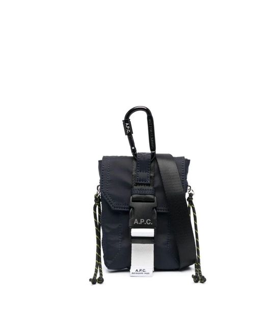 A.P.C. Blaue nylon schultertasche mit klappe in Black für Herren