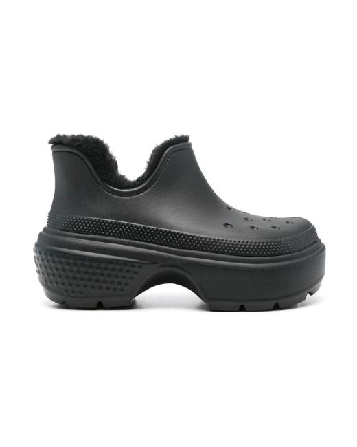 CROCSTM Schwarze stiefeletten mit kunstfellfutter in Black für Herren