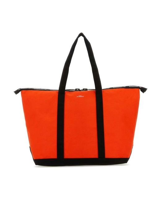 A.P.C. Red Fluo canvas shopping bag