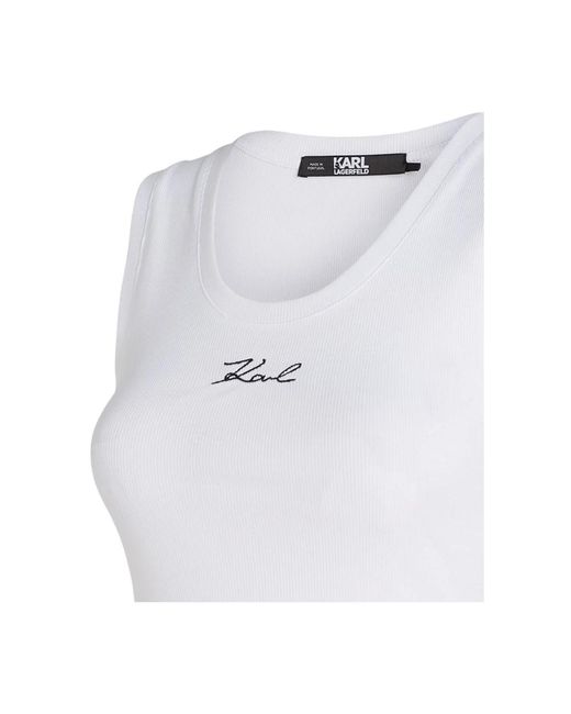 Karl Lagerfeld White Logo rib tank top blanc