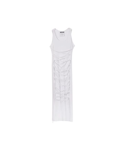 Moschino Kleedjes ,Wit ,Witte Kant Jurk Met Voorsluiting in het White
