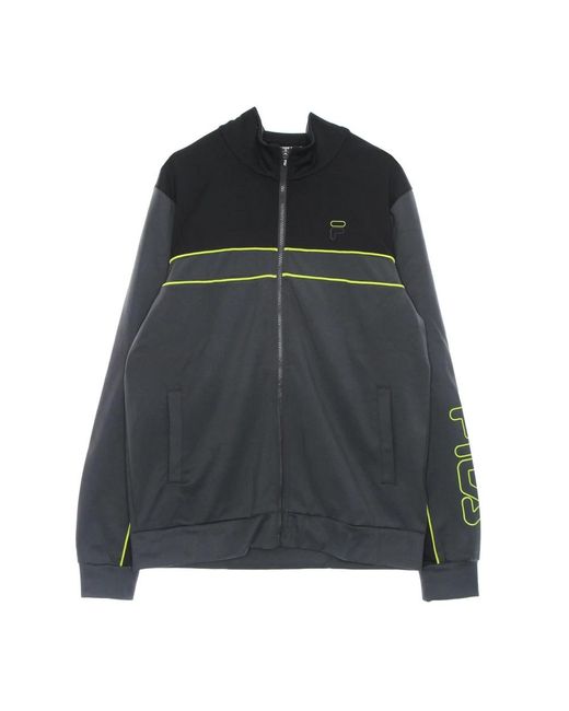 Fila Hoodies & Sweatvesten ,Veelkleurig ,Polyester Track Jacket Asfalt/Zwart Hoge Hals in het Black voor heren
