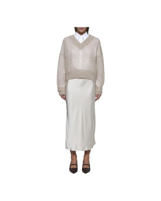 Brunello Cucinelli Natural V-Neck Knitwear