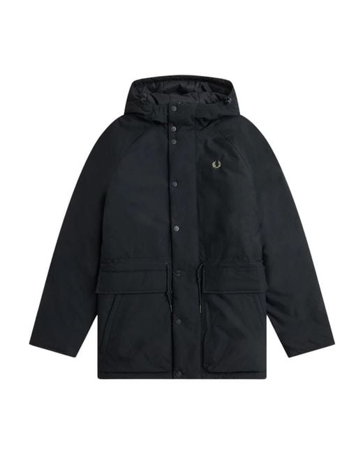 Fred Perry Jassen ,Zwart ,Nylon Zwarte Hooded Jas in het Blue voor heren