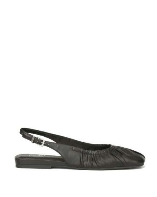 Ash Bibi Ruched Square Toe Slingback Flat in het Black