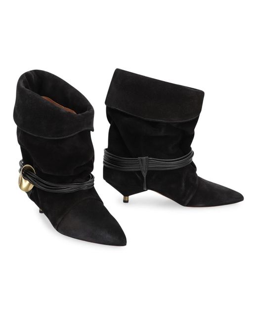 Isabel Marant Black Wildleder Stiefeletten Mit Spitzer Kappe