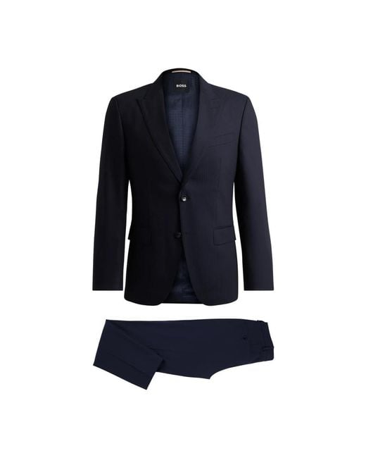 HUGO Gemengd Wollen Pak, Slim Fit, Volledig Gevoerd in het Blue voor heren