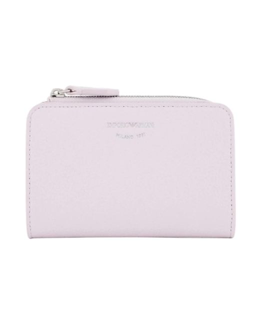 Emporio Armani Pink Leder geldbörse mit logoaufdruck