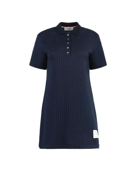Thom Browne Kleedjes ,Blauw ,Katoen Cotton Mini Jurk in het Blue