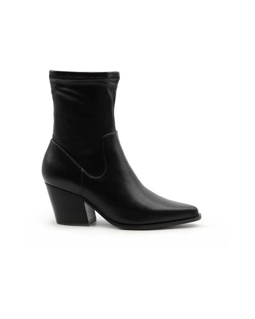 Steve Madden Black Schwarze texanische stil elastische lederstiefel