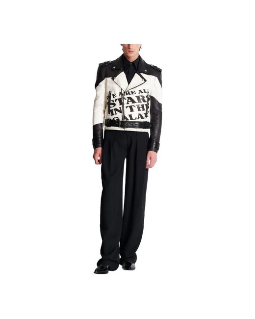 Leather Jackets Balmain de hombre de color Black