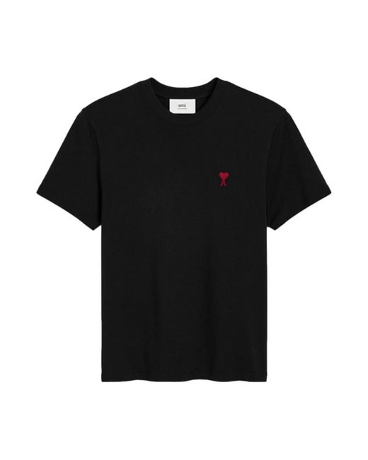 AMI Black De Coeur Cotton T-Shirt for men