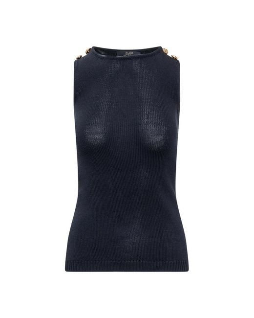 Seafarer Blue Sleeveless Tops