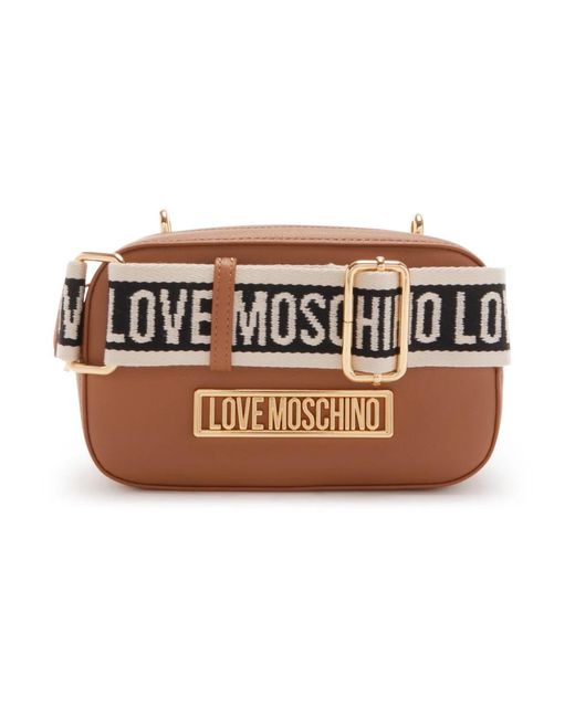 Love Moschino Brown Schwarze Kunstleder Crossbody Tasche