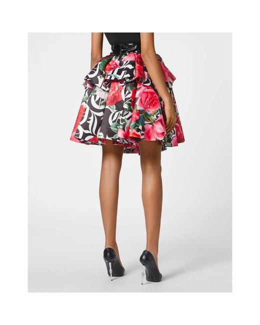 Philipp Plein Rokken ,Veelkleurig ,Polyester Blossom Skirt in het Red
