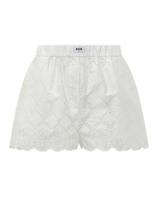 MSGM White Short Shorts