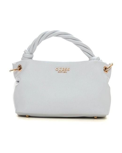 Guess White Geflochtene Henkeltasche Mit Verstellbarem Riemen