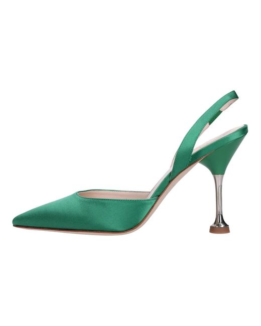 Lella Baldi Green Lt419T Satin Slingback Pump