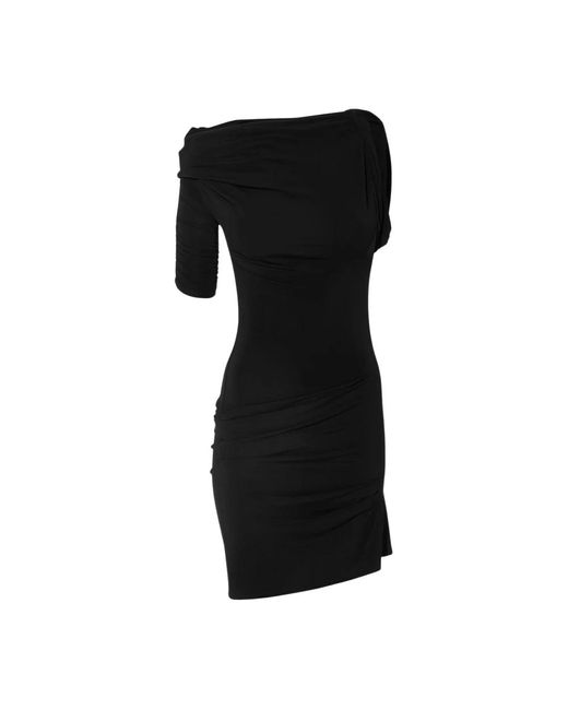 Jacquemus Kleedjes ,Zwart ,Polyester Zwarte Gedrapeerde Mini Jurk in het Black