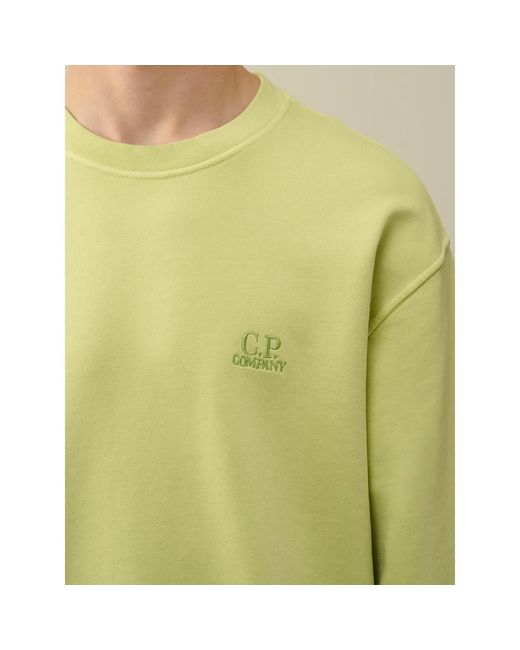 C P Company Diagonaler fleece-logo-sweatshirt in weiß in Green für Herren