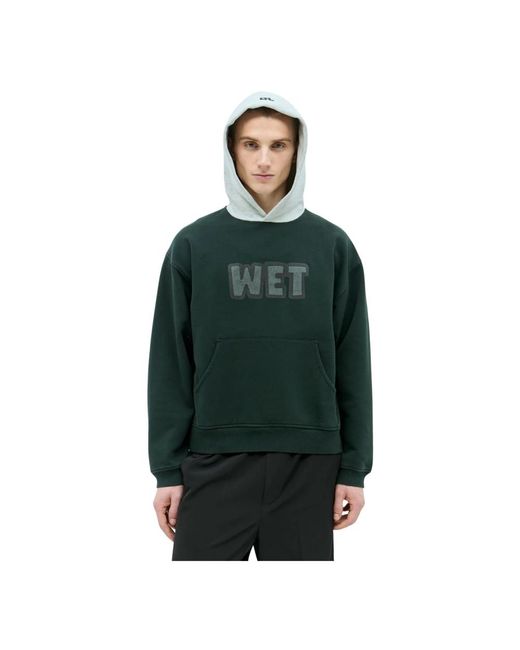 ERL Logo-bestickter baumwollfleece-hoodie in Green für Herren
