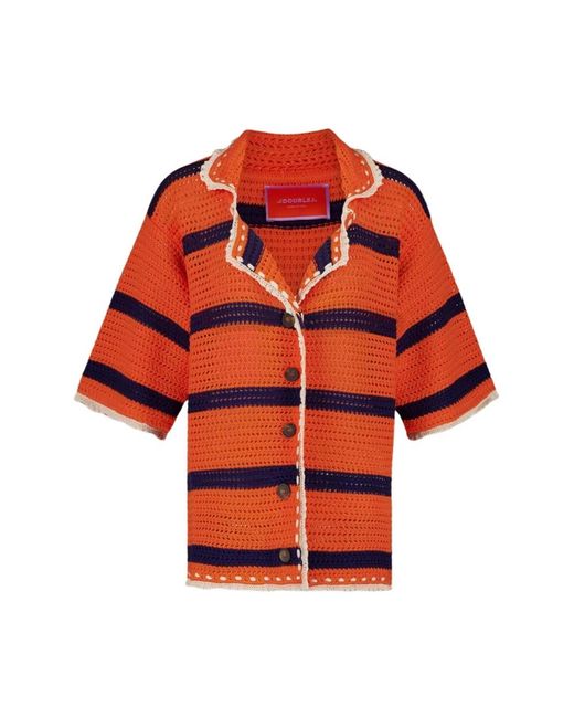 LaDoubleJ Truien & Vesten ,Veelkleurig ,Katoen Salt'N'Vinegar Crochet Jacket in het Red