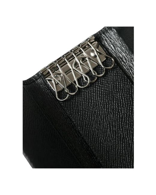 Dolce & Gabbana Schwarzes leder-logo-schlüsselbund trifold in Black für Herren