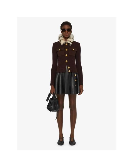 Givenchy Truien & Vesten ,Bruin ,Wol Luxe Wol Kasjmier Vest Met Bont in het Black
